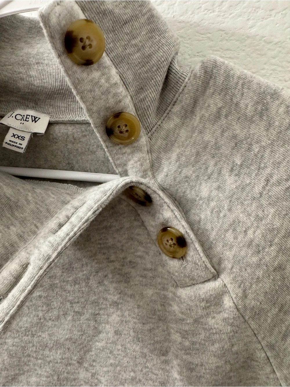 J. Crew Light Gray Button-Neck Sweatshirt XXS